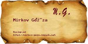 Mirkov Géza névjegykártya